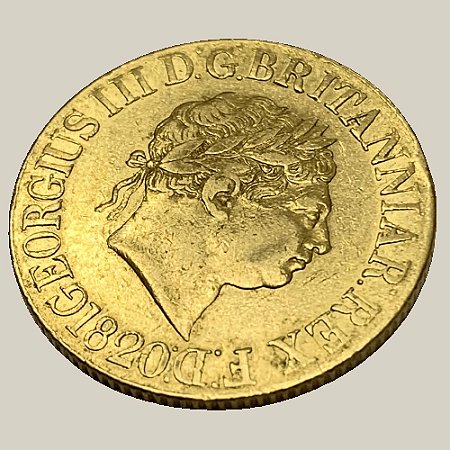 Moeda de Ouro de 1 Libra, Reino Unido - Ano: 1820 - Rei Jorge III