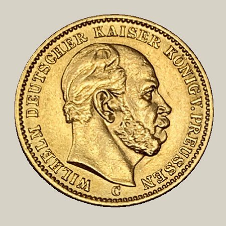Moeda de Ouro de 20 Marcos, Império Alemão - Ano: 1876 - Imperador Guilherme I da Alemanha