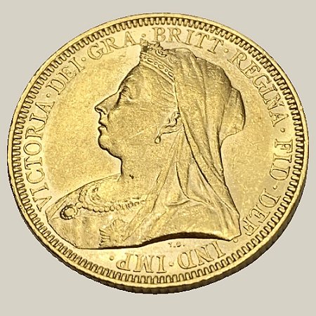 Moeda de Ouro de 1 Libra, Austrália - Ano: 1894 M - Vitória "Old Head"
