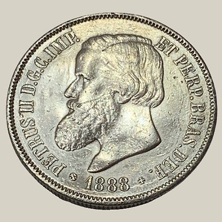 Moeda de Prata de 2000 Réis, Brasil Império - Ano: 1888 - Imperador Pedro II
