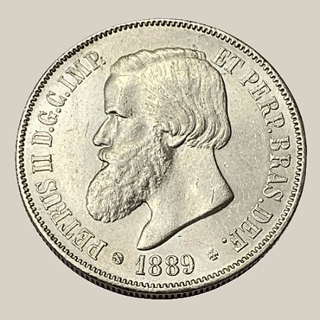 Moeda de Prata de 2000 Réis, Brasil Império - Ano: 1889 - Imperador Pedro II