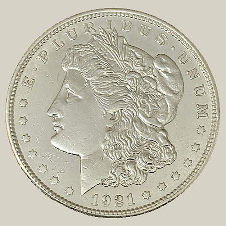 Moeda de Prata de 1 Dólar - EUA - Ano: 1921 - Morgan Dollar - Presidente Warren Gamaliel Harding