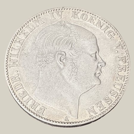 Moeda de Prata de 1 Táler, Prússia - Ano: 1857 A - Rei Frederico Guilherme IV