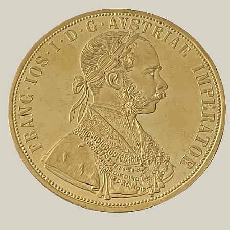Moeda de Ouro de 4 Ducados, Áustria - Ano: 1915 - Imperador Francisco José I da Áustria