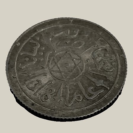 Moeda de Prata de ½ Dirham, Marrocos (controle francês) - Ano: 1901 - Sultão Mulai Abd al-Aziz IV