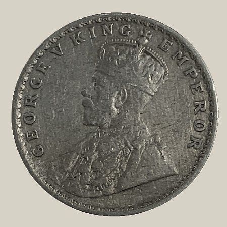 Moeda de Prata de 1 Rúpia, Índia - Britânica - Ano: 1919 - Rei Jorge V