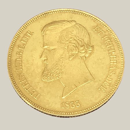 Moeda de Ouro de 20.000 Réis, Brasil Império - Ano: 1855 - Imperador Pedro II