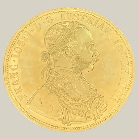 Moeda de Ouro de 4 Ducados, Áustria - Ano: 1915 - Imperador Francisco José I da Áustria