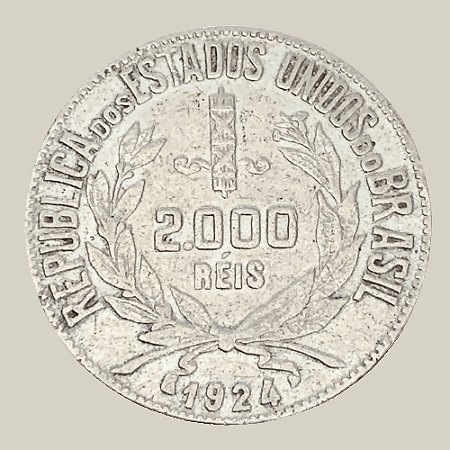 Moeda de Prata de 2000 Réis, Brasil - Ano: 1924 - Presidente Artur Bernardes