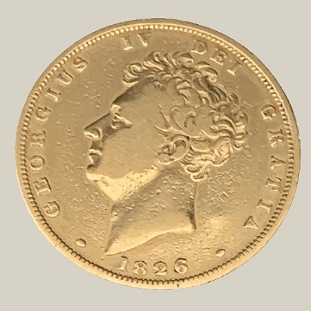 Moeda de Ouro de 1 Sovereign, Reino Unido - Ano: 1826 - Rei Jorge IV