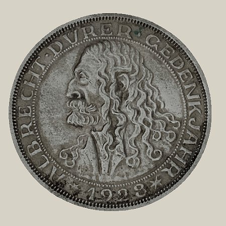 Moeda de Prata de 3 Reichsmark, 400º aniversário da morte de Albrecht Dürer, República de Weimar - Ano: 1928 D - Pres. Paul von Hindenburg
