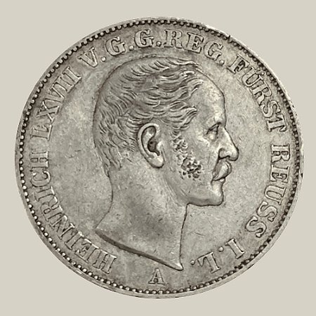 Moeda de Prata de 1 Vereinsthaler, Reuss-Gera - Ano: 1858 - Henrique LXVII