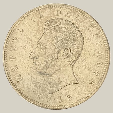 Moeda de Prata de 5 Sucres - Equador - Ano: 1943 - Pres. del Río