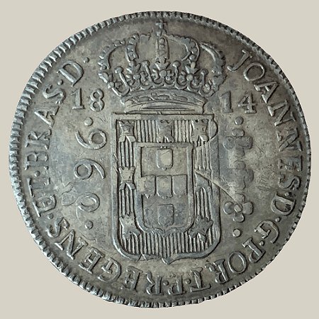 Moeda de Prata de 960 Réis (Patacão), Brasil Colônia - Ano: 1814 B - Rei João VI