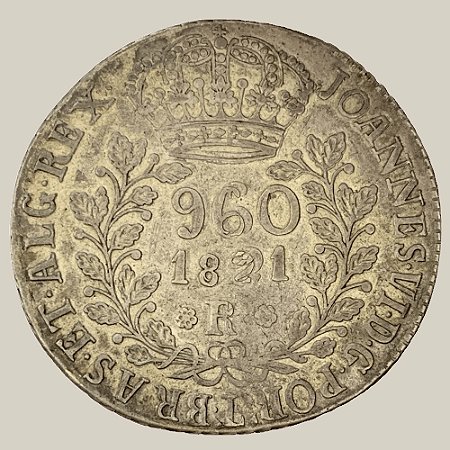 Moeda de Prata de 960 Réis (Patacão), Falsa da Época, Brasil Reino Unido - Ano: 1821 R - Rei João VI