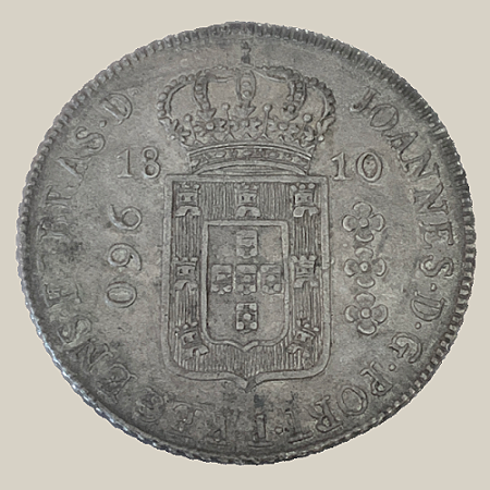 Moeda de Prata de 960 Réis (Patacão), Brasil Colônia - Ano: 1810 R - Rei João VI