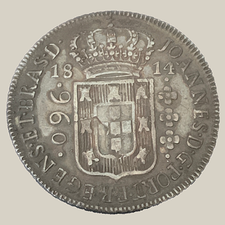 Moeda de Prata de 960 Réis (Patacão), Brasil Colônia - Ano: 1814 B - Rei João VI