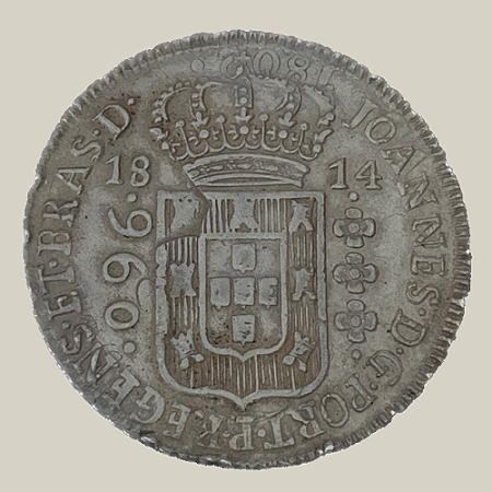 Moeda de Prata de 960 Réis (Patacão), Brasil Colônia - Ano: 1814 B - Rei João VI