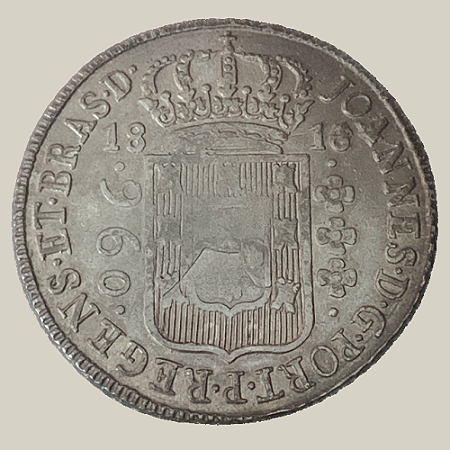 Moeda de Prata de 960 Réis (Patacão), Brasil Colônia - Ano: 1816 B - Rei João VI