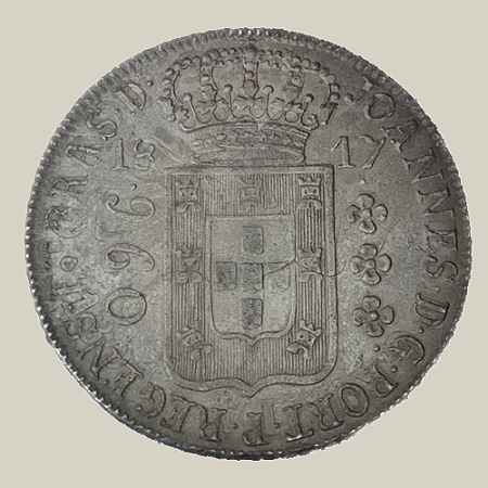Moeda de Prata de 960 Réis (Patacão), Brasil Colônia - Ano: 1817 R - Rei João VI