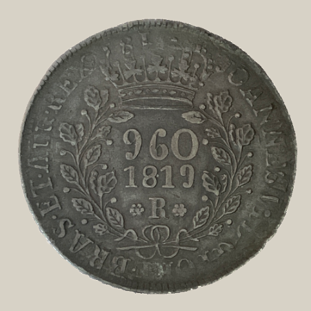 Moeda de Prata de 960 Réis (Patacão), Brasil Reino Unido - Ano: 1819 R - Rei João VI