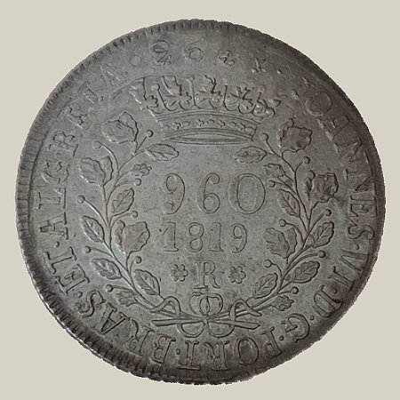 Moeda de Prata de 960 Réis (Patacão), Brasil Reino Unido - Ano: 1819 R - Rei João VI