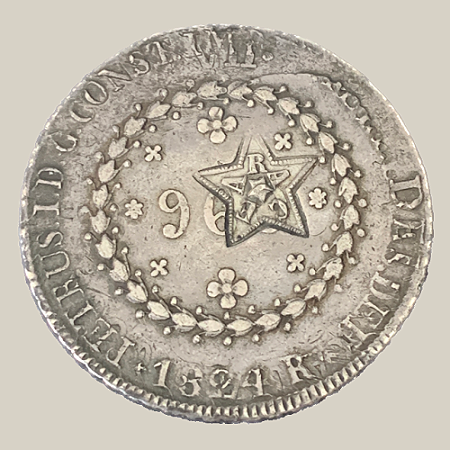 Moeda de Prata de 960 Réis (Patacão), Brasil Império - Ano: 1824 R - Imperador Pedro I