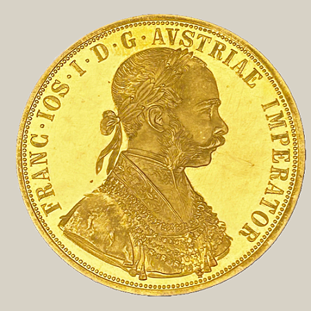 Moeda de Ouro de 4 Ducados, Áustria - Ano: 1915 - Imperador Francisco José I da Áustria