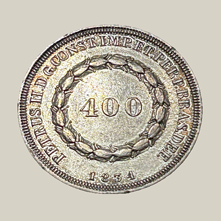 Moeda de Prata de 400 Réis, Brasil Império - Ano: 1834 - Pedro II