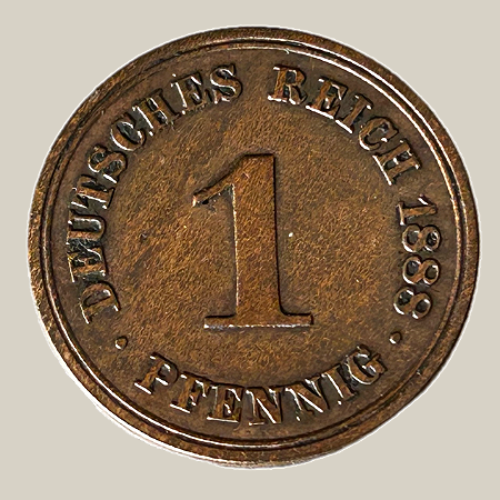 Moeda de cobre, 1 Pfennig (1888 A) – Reino da Prússia
