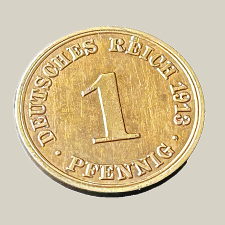 Moeda de cobre, 1 Pfennig (1913 A) – Reino da Prússia
