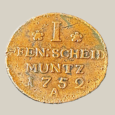 Moeda de cobre, 1 Pfennig (1752 A) – Prússia