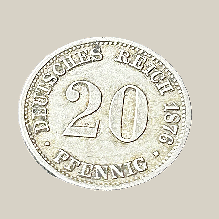 Moeda de prata, 20 Pfennig (1876A) – Império Alemão