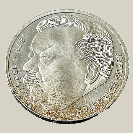Moeda de prata, 5 Deutsche Mark (1975J) – República Federal da Alemanha (Friedrich Ebert)