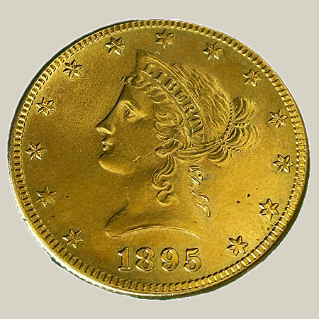Moeda de ouro, 10 Dólares (1895), EUA, Coronet Head - With motto
