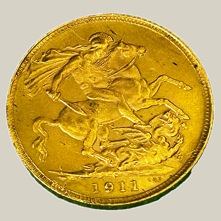 Moeda de ouro, Libra (1911C), Canadá, George V