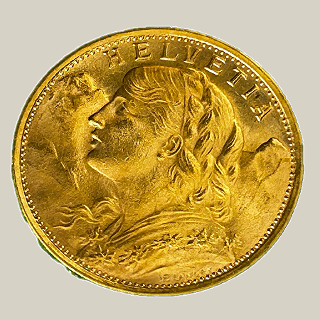Moeda de ouro, 20 Francos (1935LB), Suíça