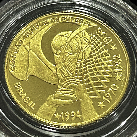 Moeda de ouro, 20 Reais (1994), Brasil, Tetra Campeão Mundial de Futebol