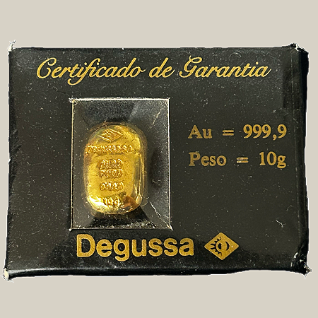 Barra de ouro Degussa, 10 g (24k), Lacrada