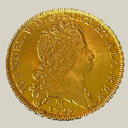Moeda de ouro, 12.800 Réis (Dobra), Brasil Colônia (1729M)