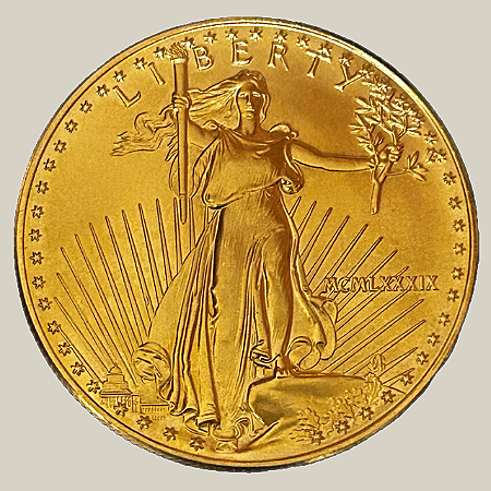 Moeda de ouro, 50 Dollars (1 oz), EUA (1989) – American Gold Eagle
