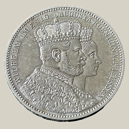Moeda de prata, 1 Thaler (1861A) – Coroação de Guilherme I – Reino da Prússia
