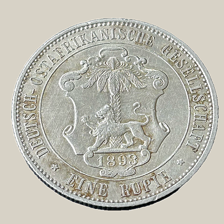 Moeda de prata, 1 Rupie (1893) – Guilherme II – África Oriental Alemã