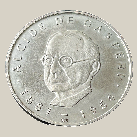 Moeda de prata, 3rd Thaler of Europe – Alcide De Gasperi (1972)