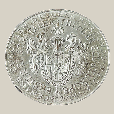 Moeda de prata, 1st Thaler of Europe – Robert Schuman (1971)