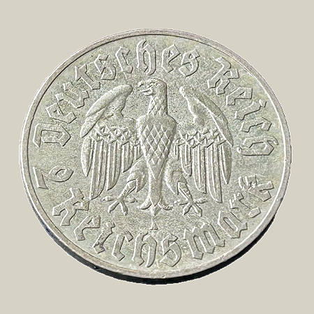 Moeda de prata, 2 Reichsmark (1933A) – 450 Anos do Nascimento de Martinho Lutero – Alemanha