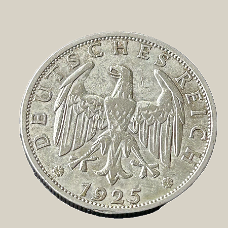 Moeda de prata, 2 Reichsmark (1925A) – Águia Alemã – República de Weimar