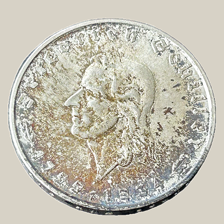 Moeda de prata, 2 Reichsmark (1934F) – Friedrich Schiller – 175 Anos de seu Nascimento – Alemanha