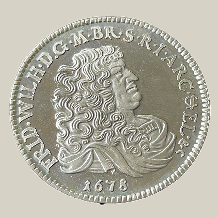 Moeda de prata, Restrike de 1 Thaler (1678) – Friedrich Wilhelm – Brandenburg-Prússia
