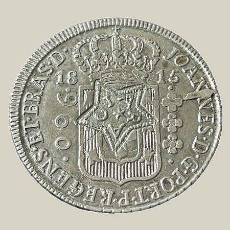 Moeda de prata, 960 Réis (1815B) – Brasil Colônia – Carimbo “CIARA” (Falso)